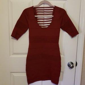 Burgundy mini dress with detailing